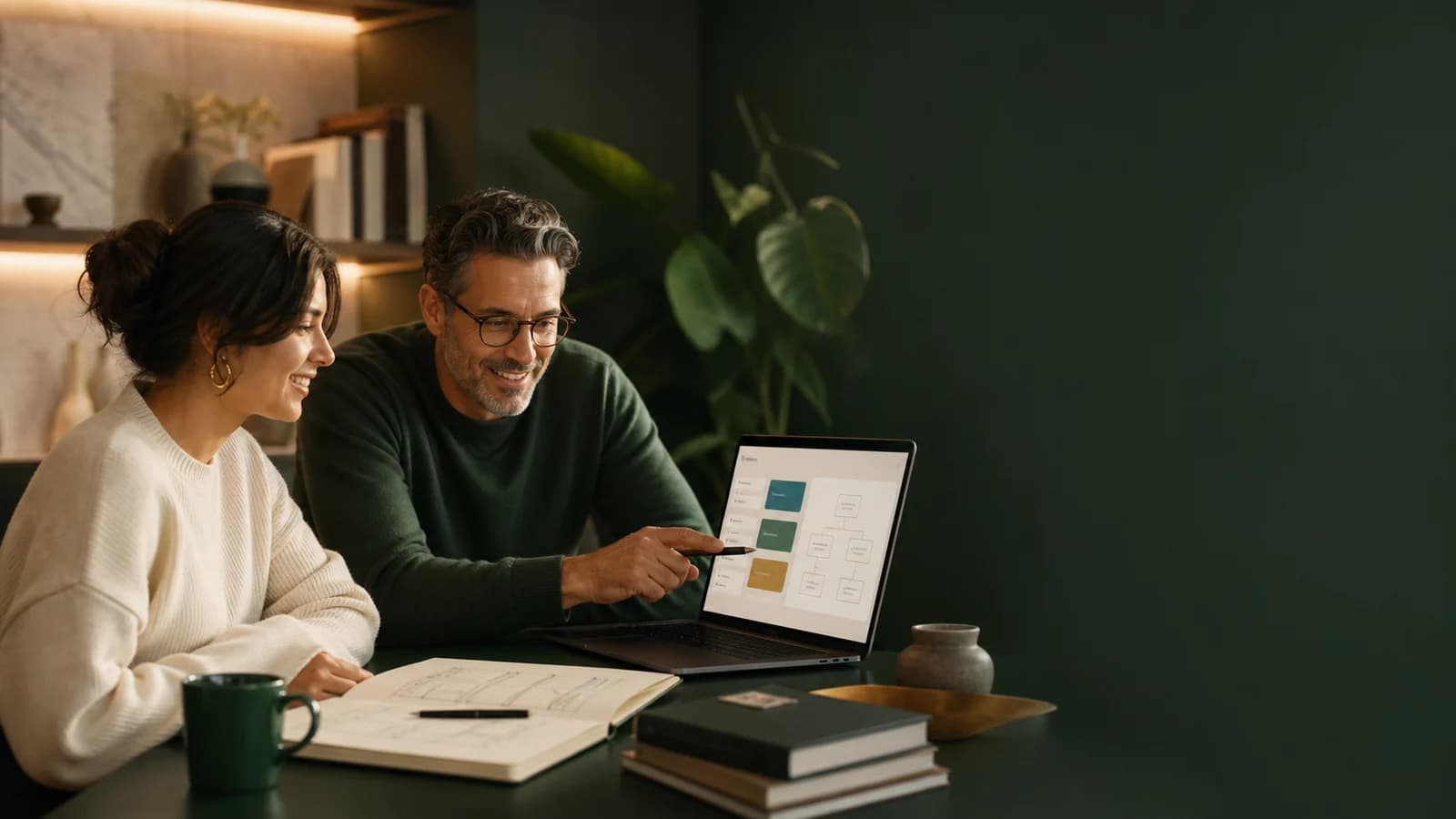 A mentor and learner planning a digital product